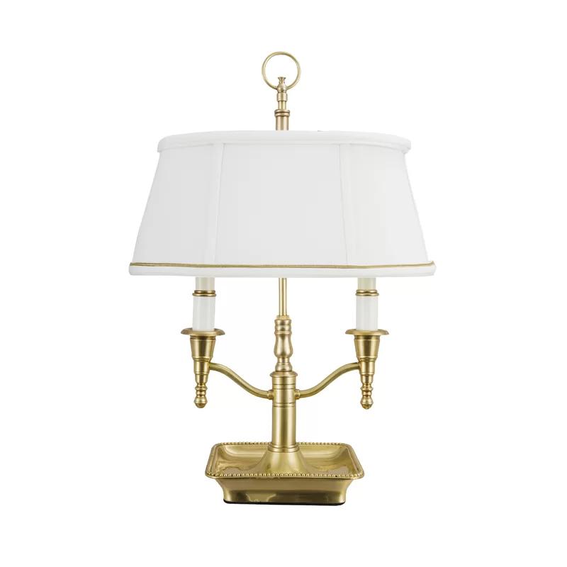 Bartemius Gold Finish 2-Light Bone Silkette Table Lamp