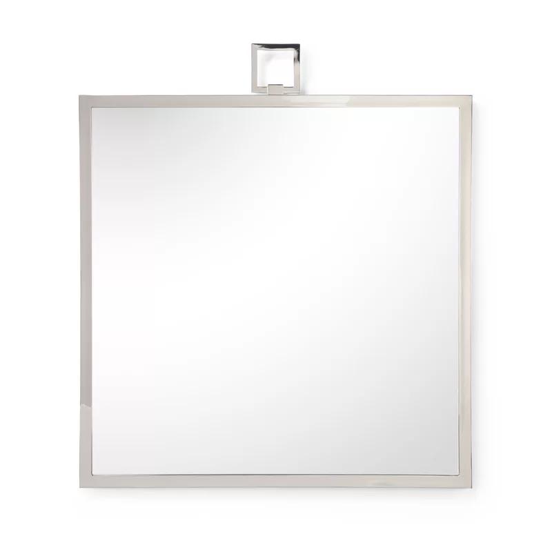 Square Polished Nickel Wall Mirror with Iron Frame
