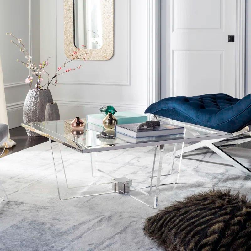 SAFAVIEH Couture Hermina Contemporary Acrylic Coffee Table, Silver