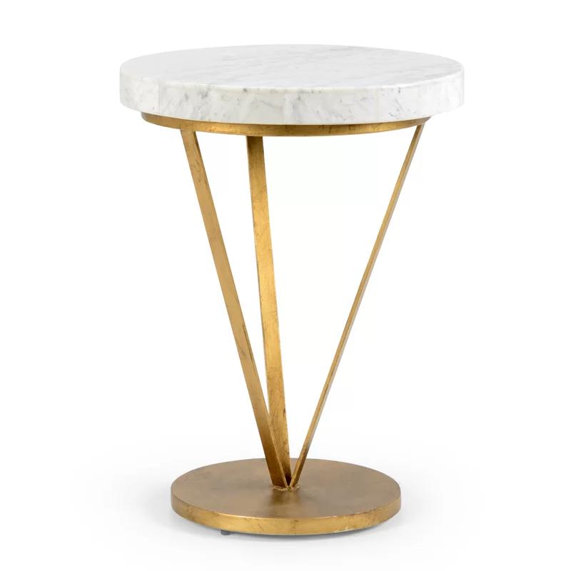 Pam Cain Antique Gold Square Marble Top End Table