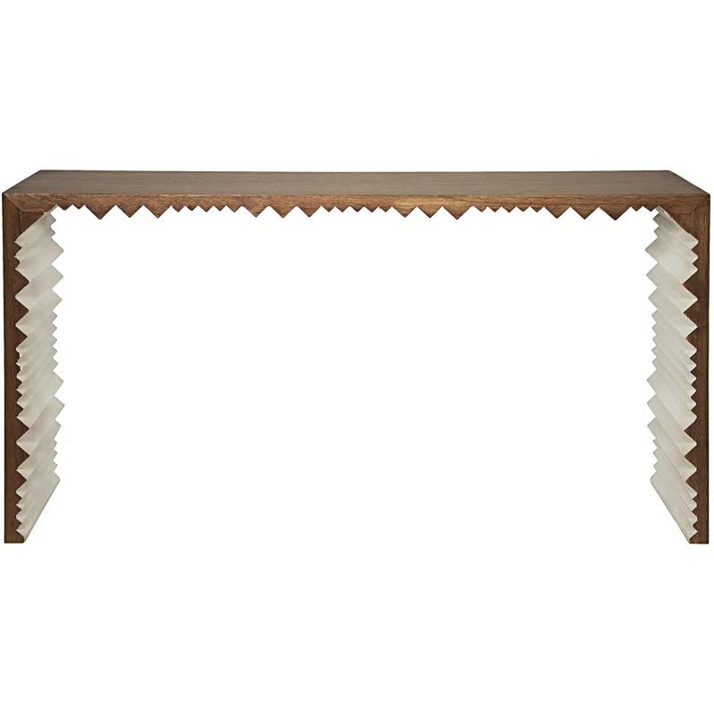 Nelson 60'' Dark Walnut Hand-Carved Solid Wood Console Table