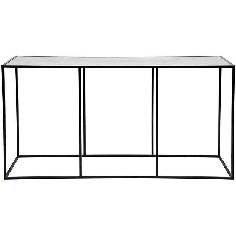 Convention 60'' Industrial Mirrored Console Table with Antique Glass