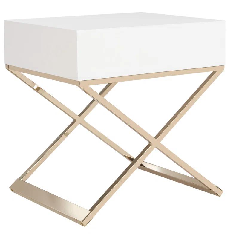 Zarina Modern Cross Leg End Table - White - Safavieh.