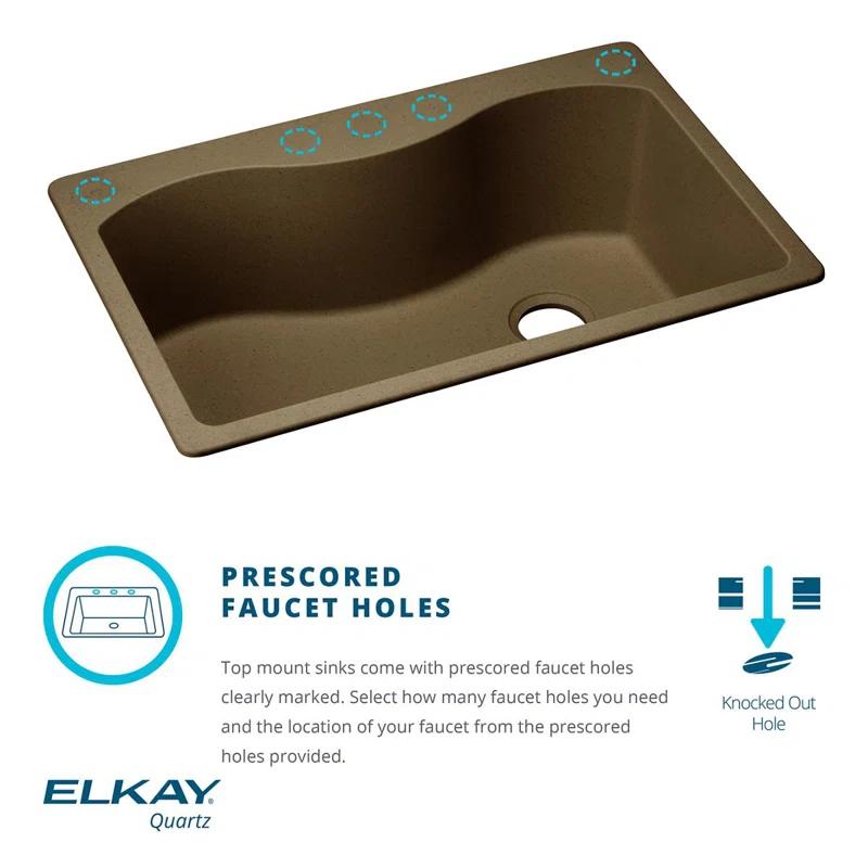 Quartz Classic 33" x 22" x 10" Double Basin Drop-In Kitchen Sink