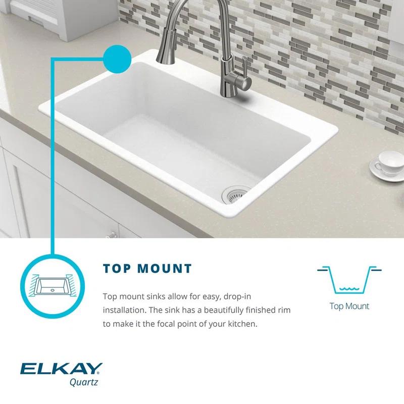 Quartz Classic 33" x 22" x 10" Double Basin Drop-In Kitchen Sink