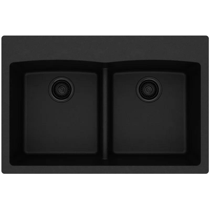 Quartz Classic 33" x 22" x 10" Double Basin Drop-In Kitchen Sink