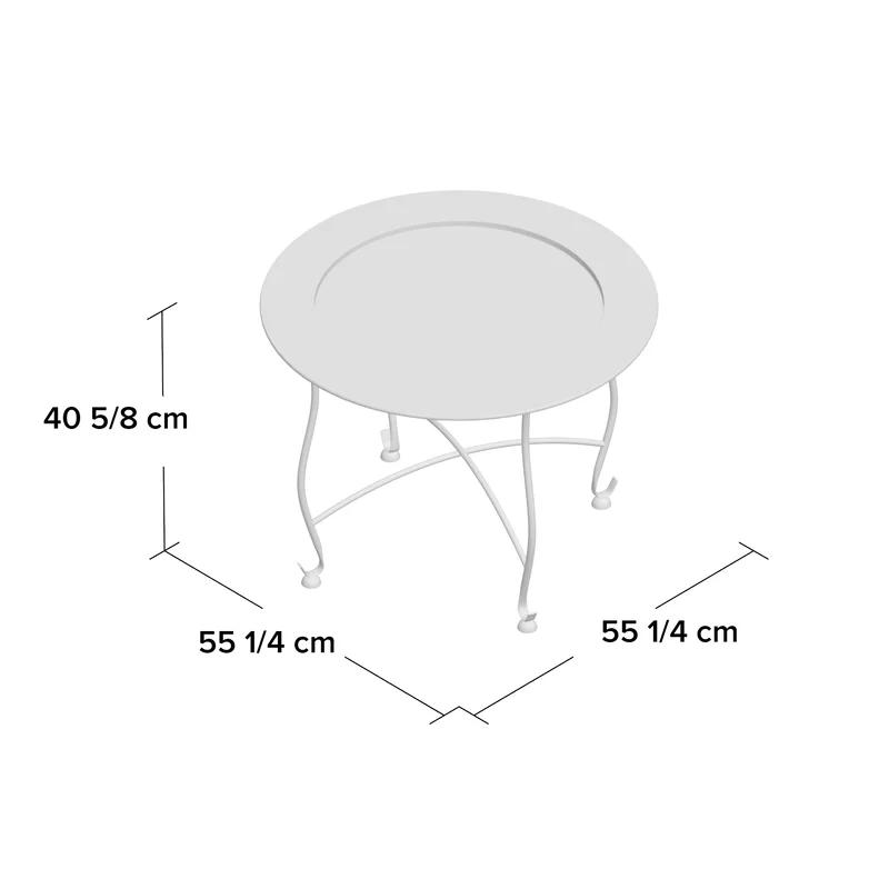 Moroccan Vineyard-Inspired Round Aluminum Tray Table in Silver and Black