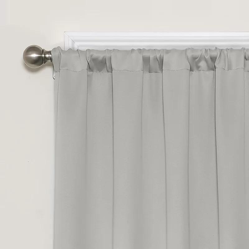 Gray Polyester Blackout Rod Pocket Curtain Panel