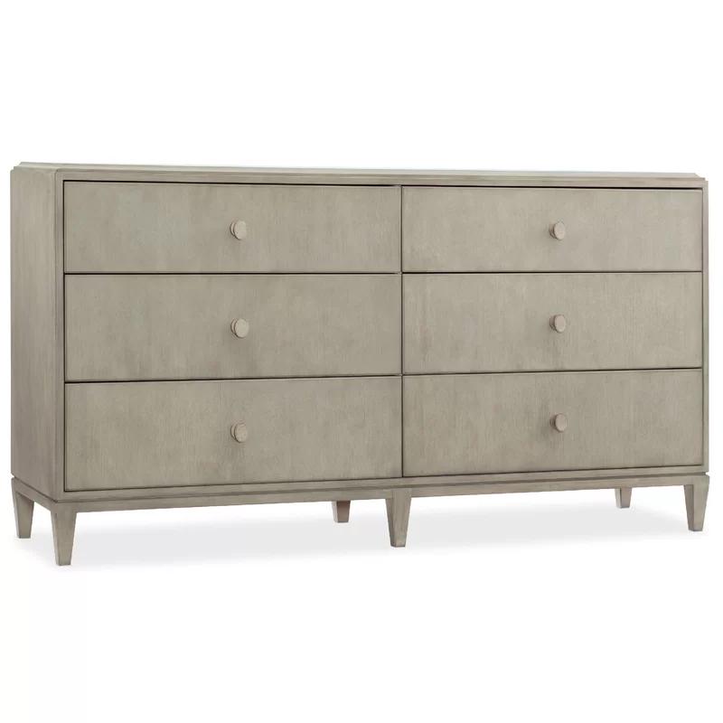 Gray Light Wood 6-Drawer Dresser with Dovetail Drawer