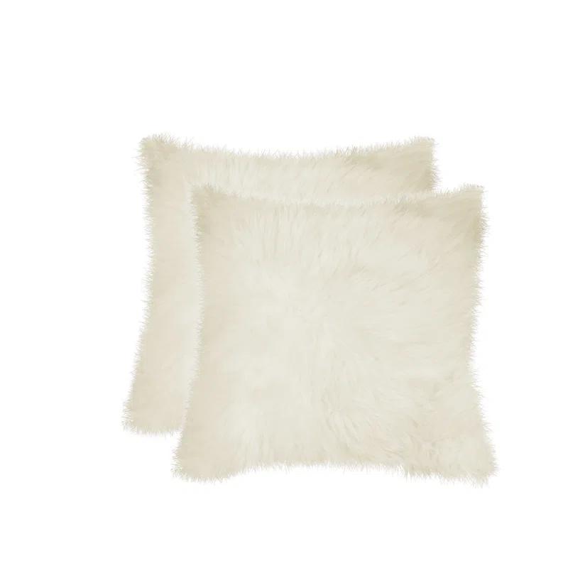 100% Wool Throw Square Pillow Cover & Insert (Set of 2)