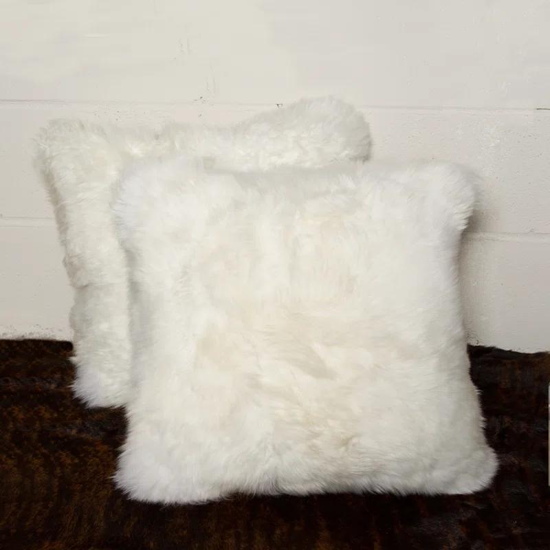 100% Wool Throw Square Pillow Cover & Insert (Set of 2)