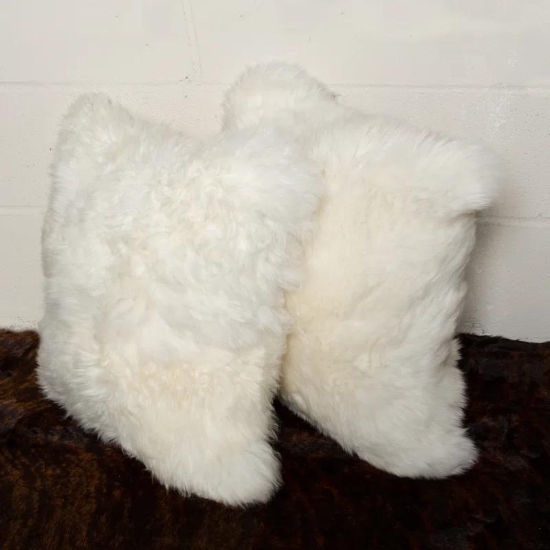100% Wool Throw Square Pillow Cover & Insert (Set of 2)