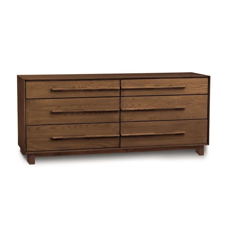Sloane Natural Walnut 6-Drawer Double Dresser with Soft Close