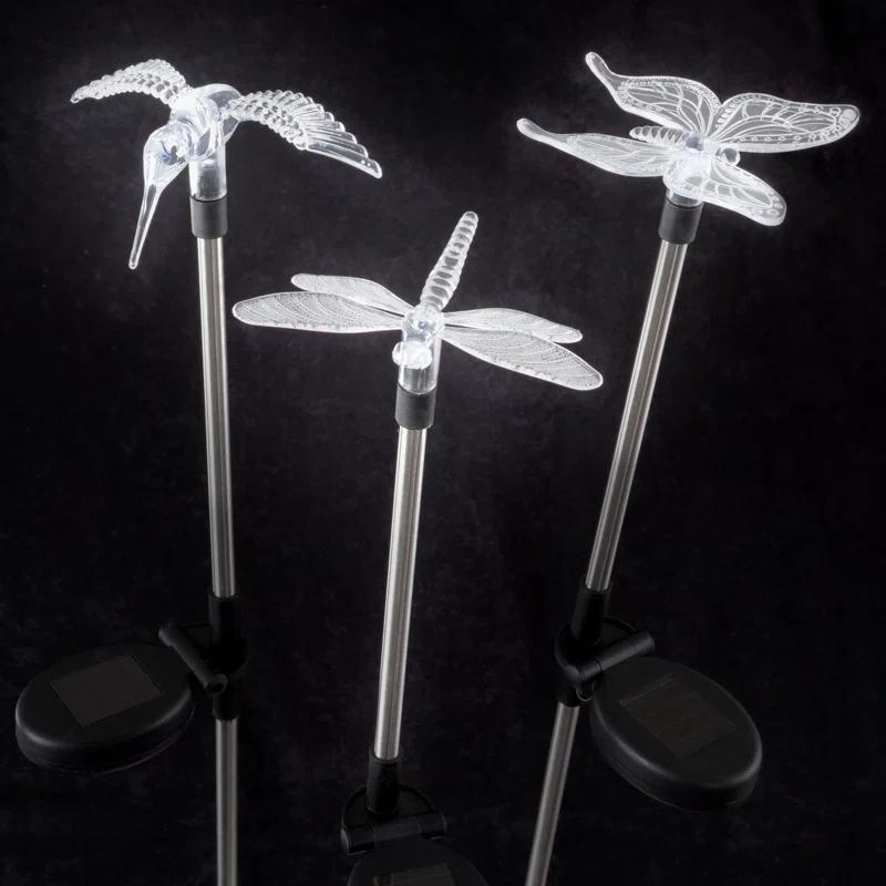 Pure Garden Silver Solar Powered Integrated LED Metal Pathway Light Pack (Set of 3)