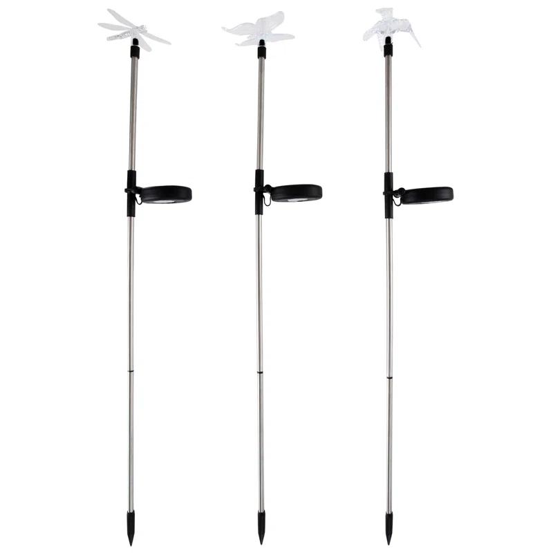 Pure Garden Silver Solar Powered Integrated LED Metal Pathway Light Pack (Set of 3)