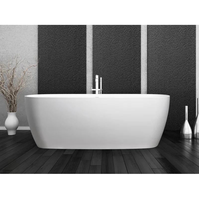 Lunar 71'' x 31.5'' Freestanding Soaking Solid Surface Bathtub