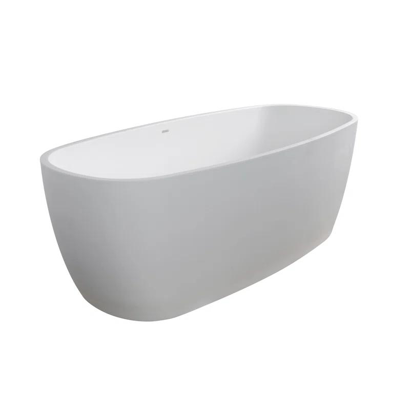 Lunar 71'' x 31.5'' Freestanding Soaking Solid Surface Bathtub