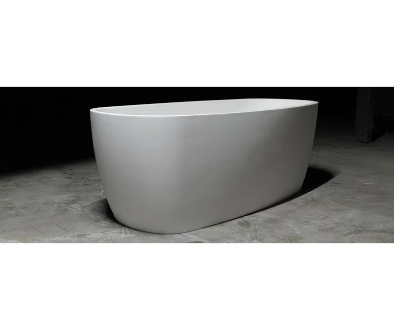 Lunar 71'' x 31.5'' Freestanding Soaking Solid Surface Bathtub