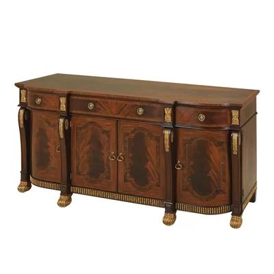 Manor 84'' Mahogany Solid Wood Sideboard with Gold Gilded Accents