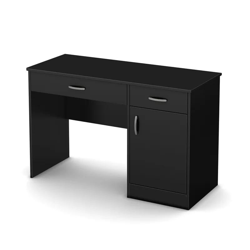 Axess Pure Black Wooden Computer Desk with Drawers and Filing Cabinet