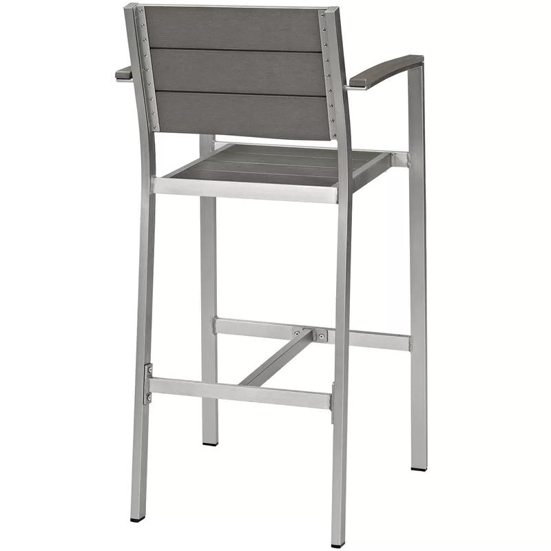 Shore Silver Gray Aluminum Outdoor Patio Dining Chair