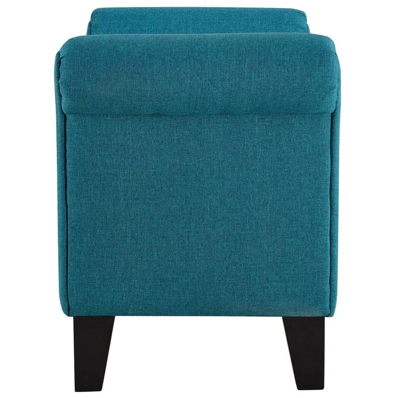 Rendezvous Teal Upholstered Bench with Rolled Arms and Nailhead Trim