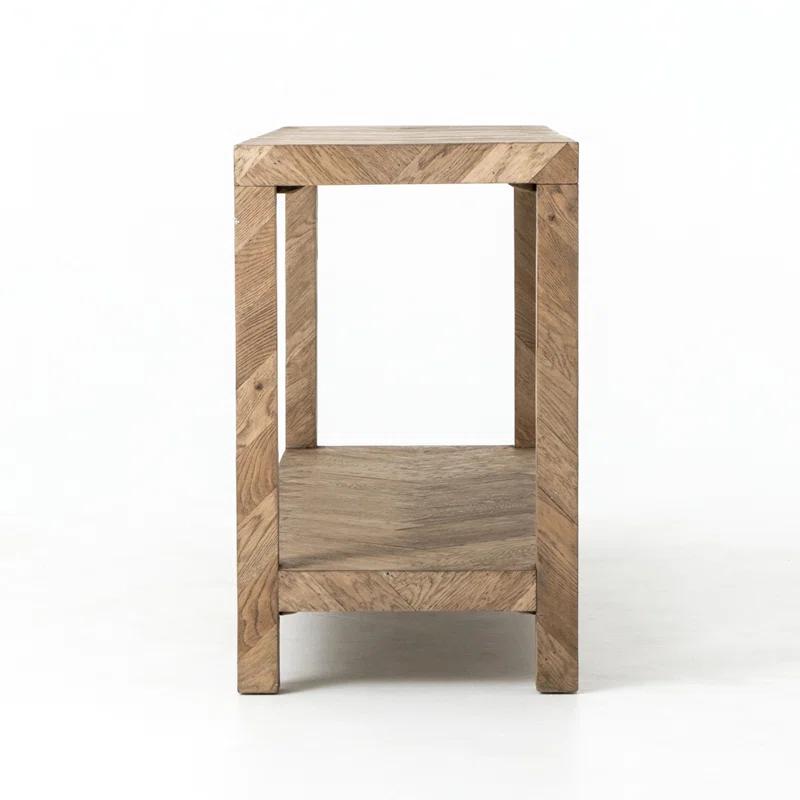 Drifted Oak and Metal Grand Parsons Console Table with Storage