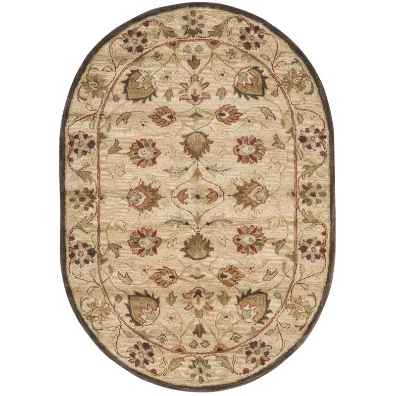 Elegant Heirloom Gray Wool 54" Oval Hand-Tufted Area Rug