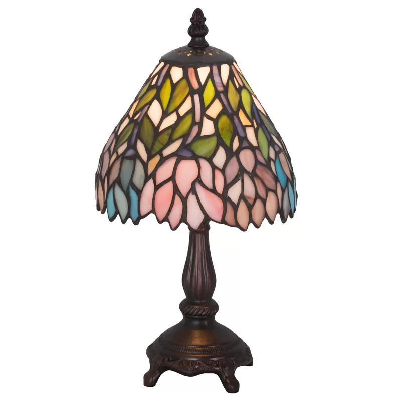 Classic Wisteria Stained Glass 1-Light Table Lamp in Blue Multicolor