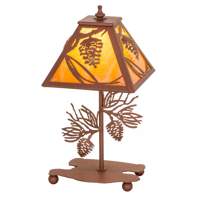 Adirondack Whispering Pines 15" Stained Glass Table Lamp