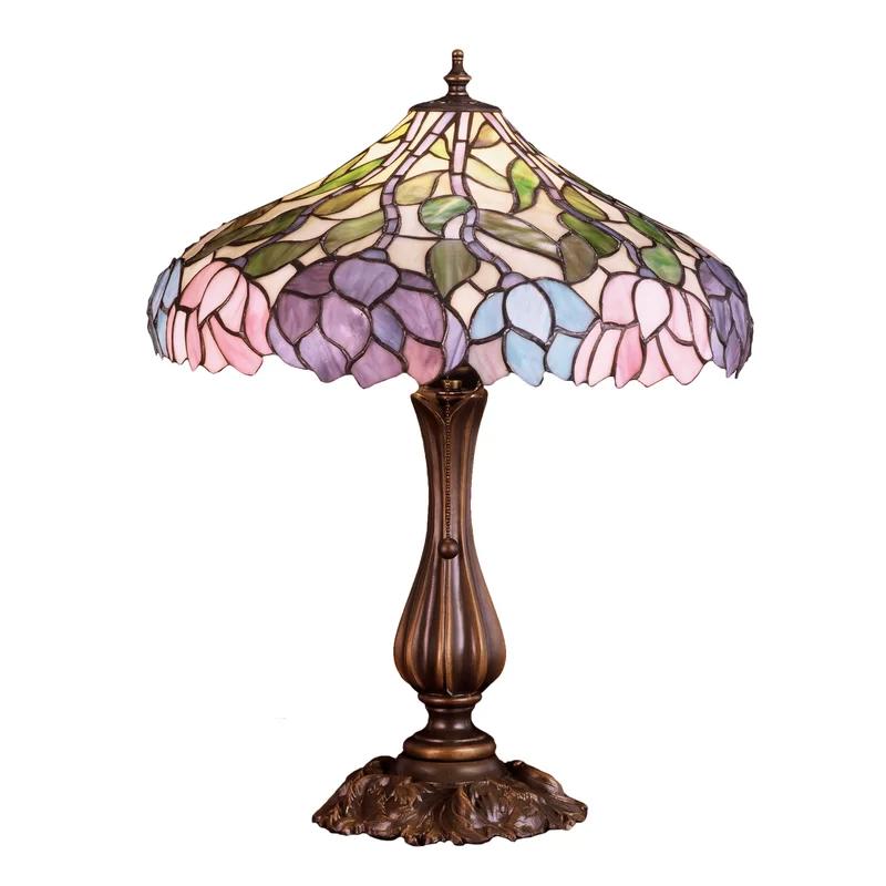Amethyst Wisteria Tiffany-Style 20" Blue Stained Glass Table Lamp