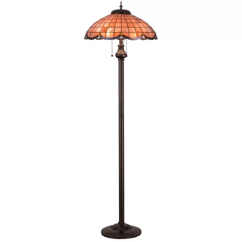 Elan 65" Bronze 3-Light Floor Lamp with Stained Glass Shade