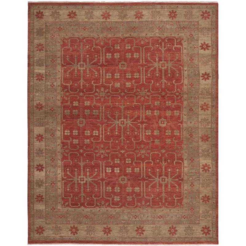 Handmade Red Wool and Cotton 6' x 9' Area Rug