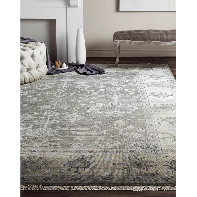 Hand-Knotted Charcoal Gray Oushak Wool Runner Rug - 3' x 10'