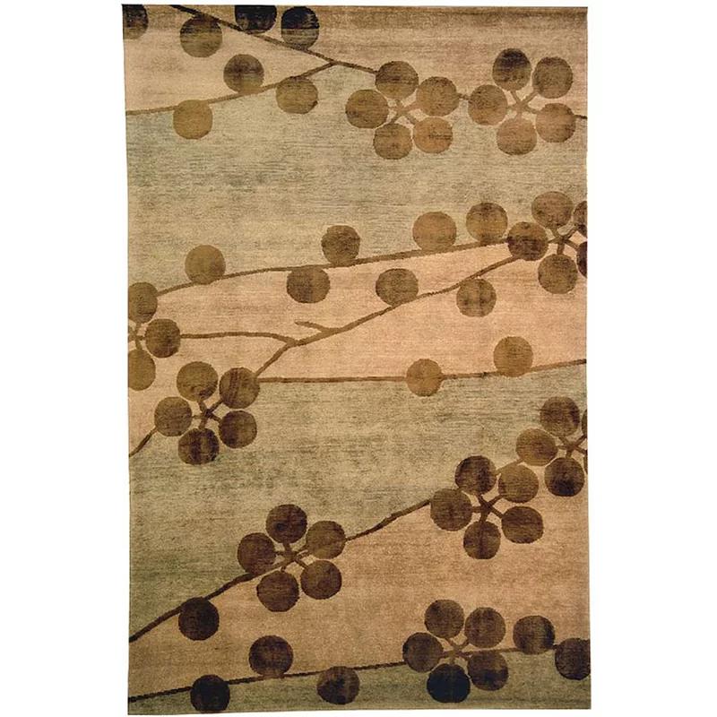 Contemporary Multicolor Geometric Hand-Knotted Wool-Silk Area Rug, 4' x 6'