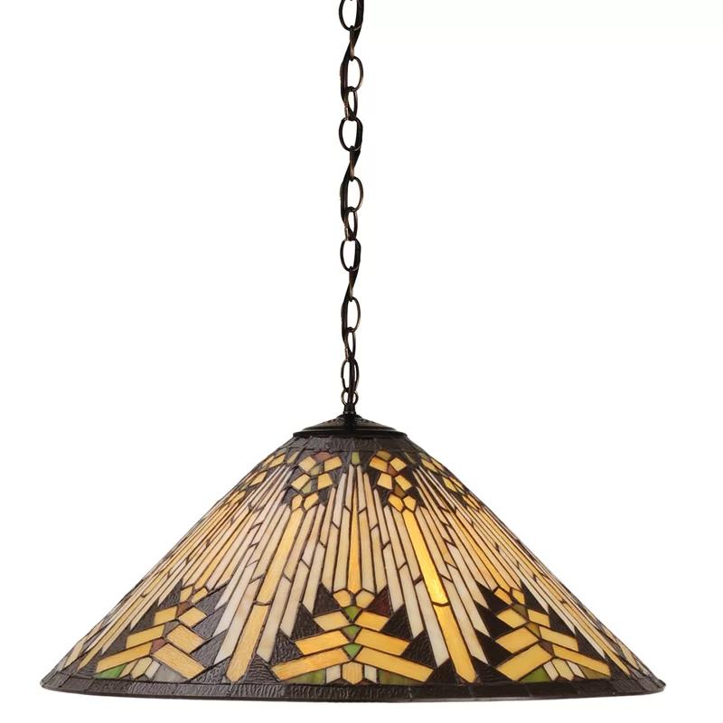 Meyda 22" Nuevo Mission 3-Light Bronze Glass Pendant