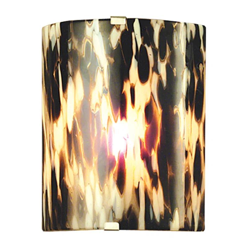 Black Nickel Contemporary Wall Sconce with Art Glass Shade