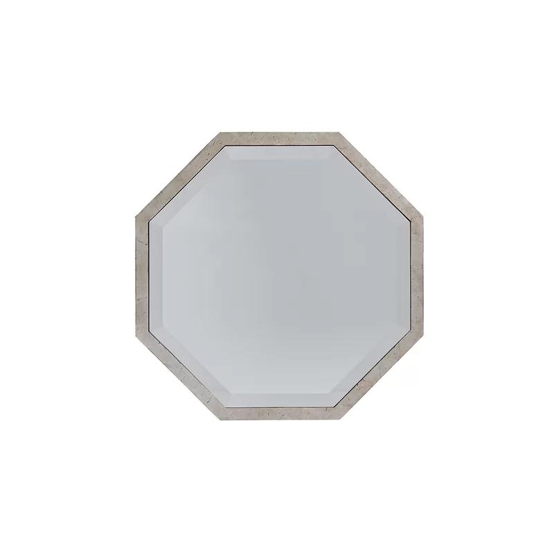 Contemporary Beige Silver Octagonal Wood Metal Storage Table