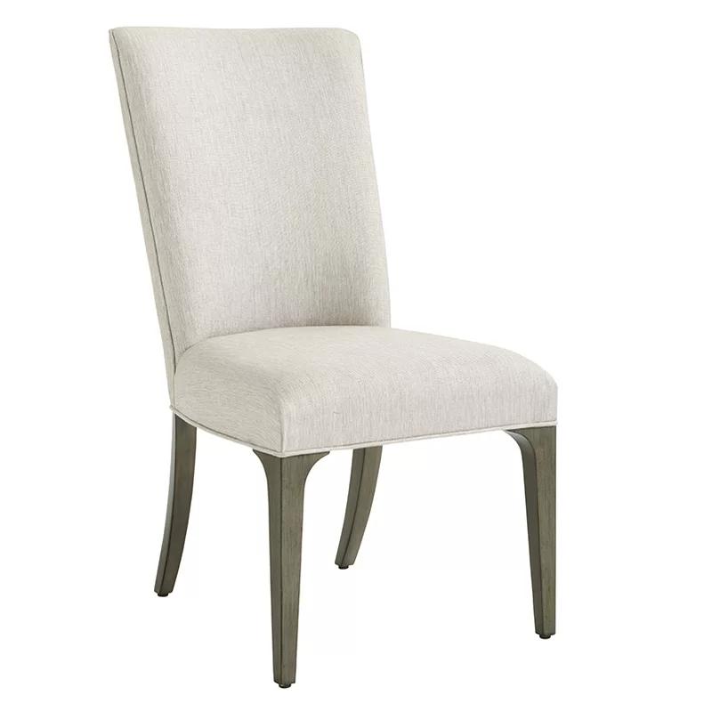 Ariana Bellamy Linen Weave Upholstered Side Chair with Silver Leaf Wood