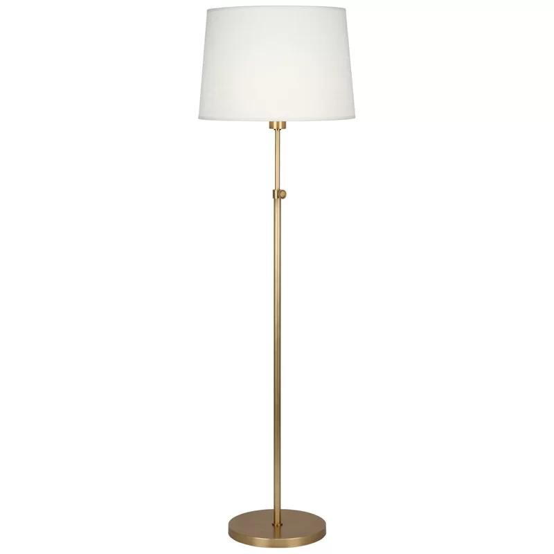 Koleman 49.25'' Aged Brass Adjustable Floor Lamp with Oyster Linen Shade