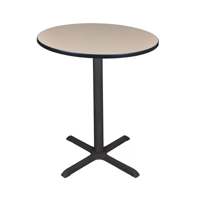 Cherry Wood Round Bar-Height Café Table with X-Base