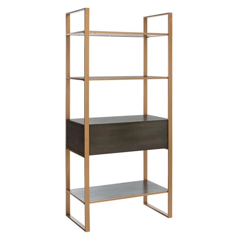Skylar 4 Tier 1 Drawer Etagere - Gold / Grey - Safavieh