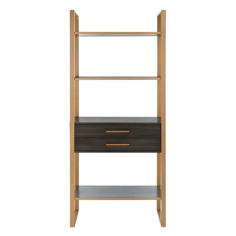 Skylar 4 Tier 1 Drawer Etagere - Gold / Grey - Safavieh