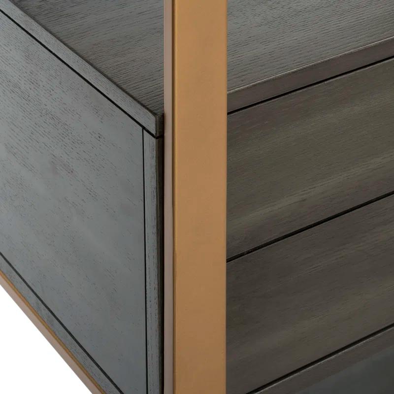 Skylar 4 Tier 1 Drawer Etagere - Gold / Grey - Safavieh
