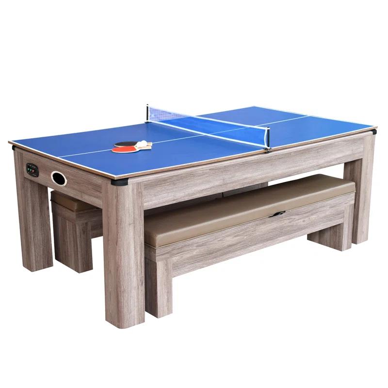 Driftwood 84" 3-in-1 Air Hockey, Ping Pong & Dining Combo Set