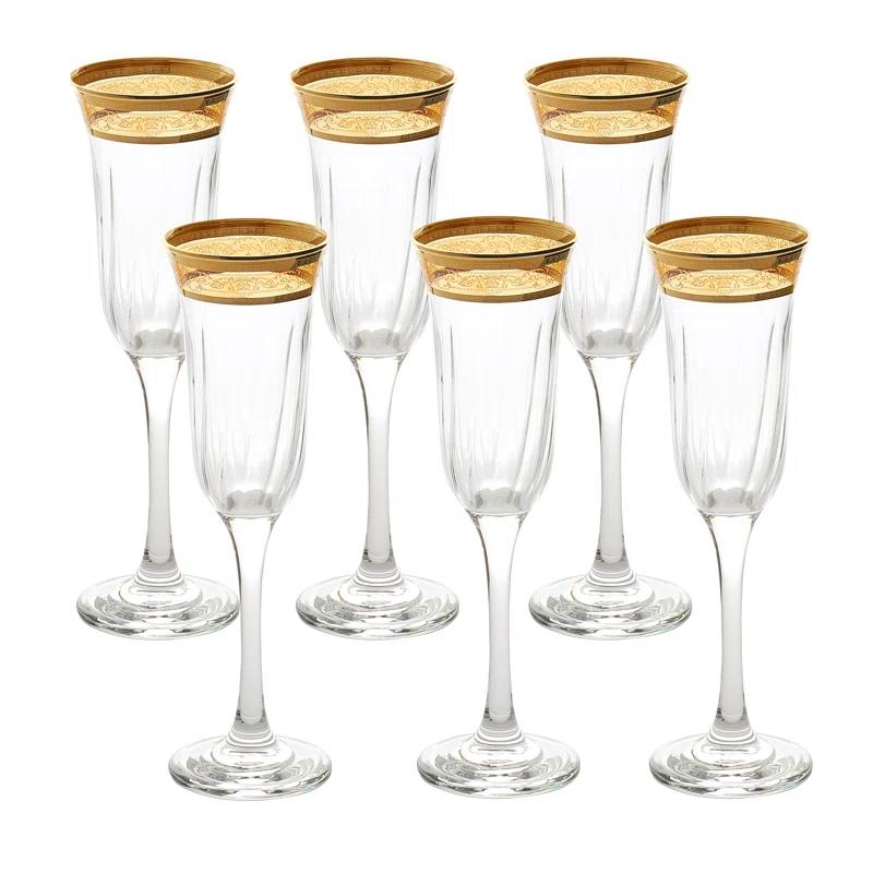 Lorren Home Trends Melania 9oz. Flute Set (Set of 6)