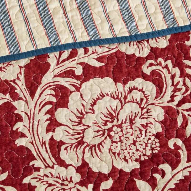 Madison Park Lucy Reversible Cotton Twill Quilt Set with Throw Pillows