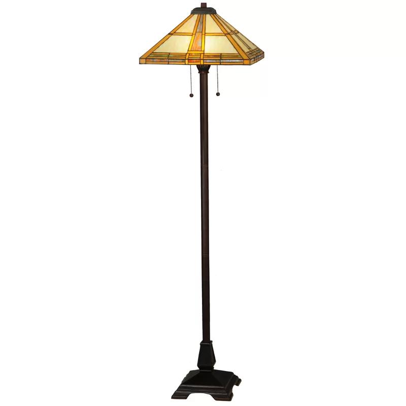Prairie Straw 22" Stained Glass & Bronze Traditional Floor Lamp