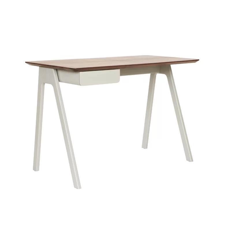 Compact White Wood Work Desk with Versatile Drawer