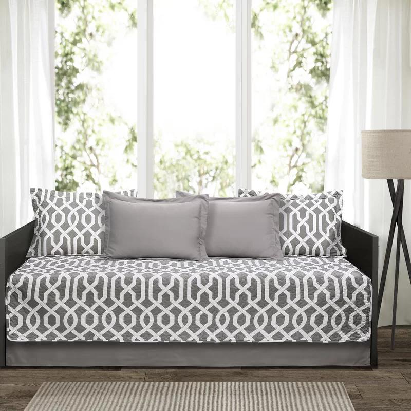 Gray and White Trellis 6-Piece Daybed Cover Set